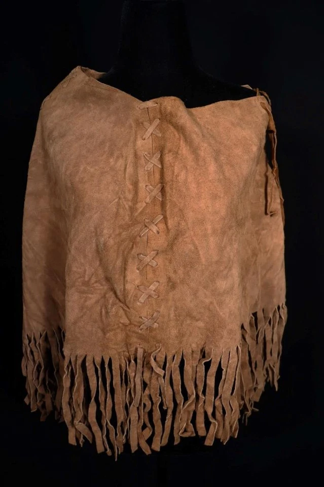 Jupe Vintage Années 1960 Marron En Daim Artisanale Avec Franges Taille 26" - Photo 1/3
