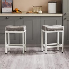 24 inch Bar Stools Upholstered Modern Counter Height Bar Stools Set of 2 Grey