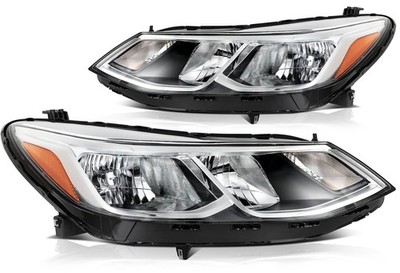 HeadLights w/Bulb For Chevrolet Cruze 1.4L 1.6L 1.8L 2016-2019 Pair Chrome Amber