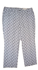 Chico's Secret Stretch Straight Leg Black  White Design Pants Sz 3P 16P NWT