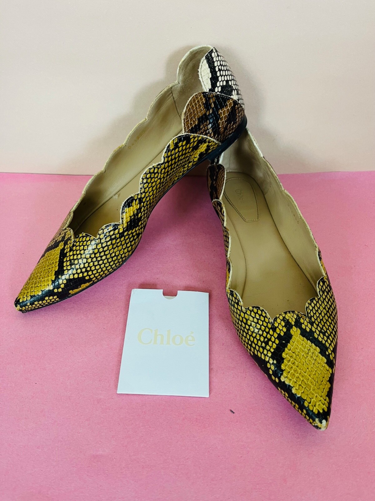 Chloe scalloped ballet flats in python-effect lea… - image 1