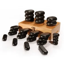 Master Massage 28 Piece Essential Hot Stone Massage Stone Set Kit Package
