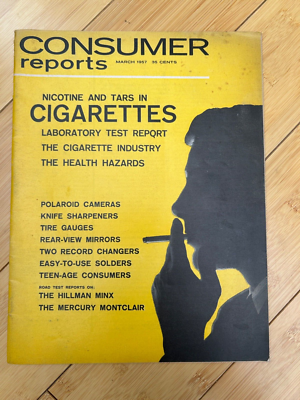 MAR 1957 CONSUMERS REPORTS MAGAZINE RATINGS CIGARETTES TEST HILLMAN MINX  MERCURY