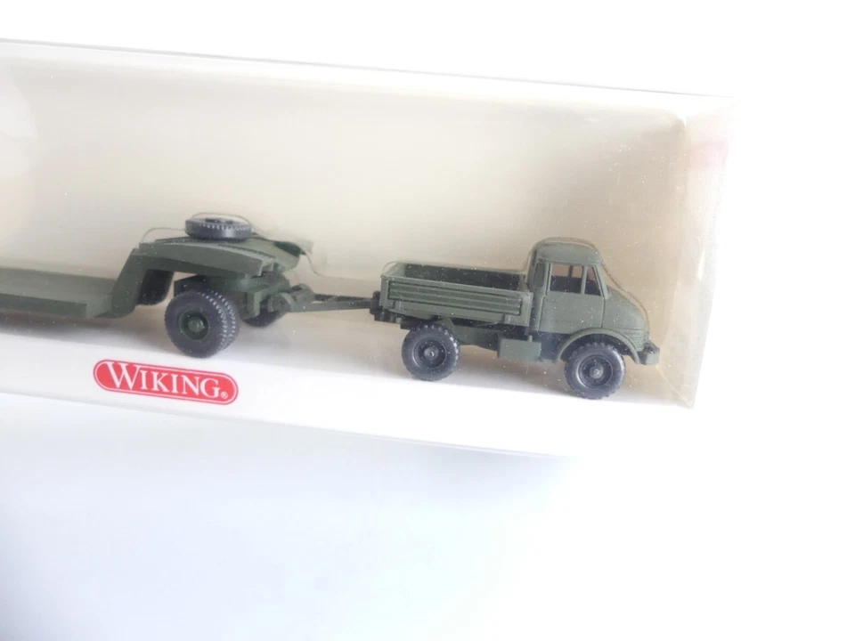 696 08 35 / WIKING MILITAIRE 1:87 / UNIMOG 406 MIT TIEFLADER - Photo 2/3