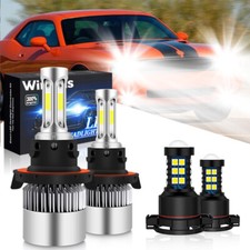 For 2008-2014 Dodge Challenger 4X 6000k H13+5202 LED Headlights + Fog Lights Kit