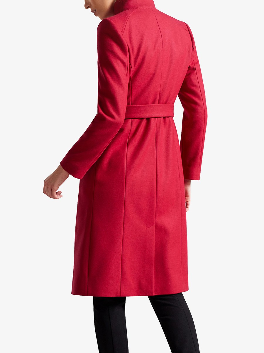 TED BAKER コート TED BAKER Rose Wool blend midi length wrap coat deep pink size 3