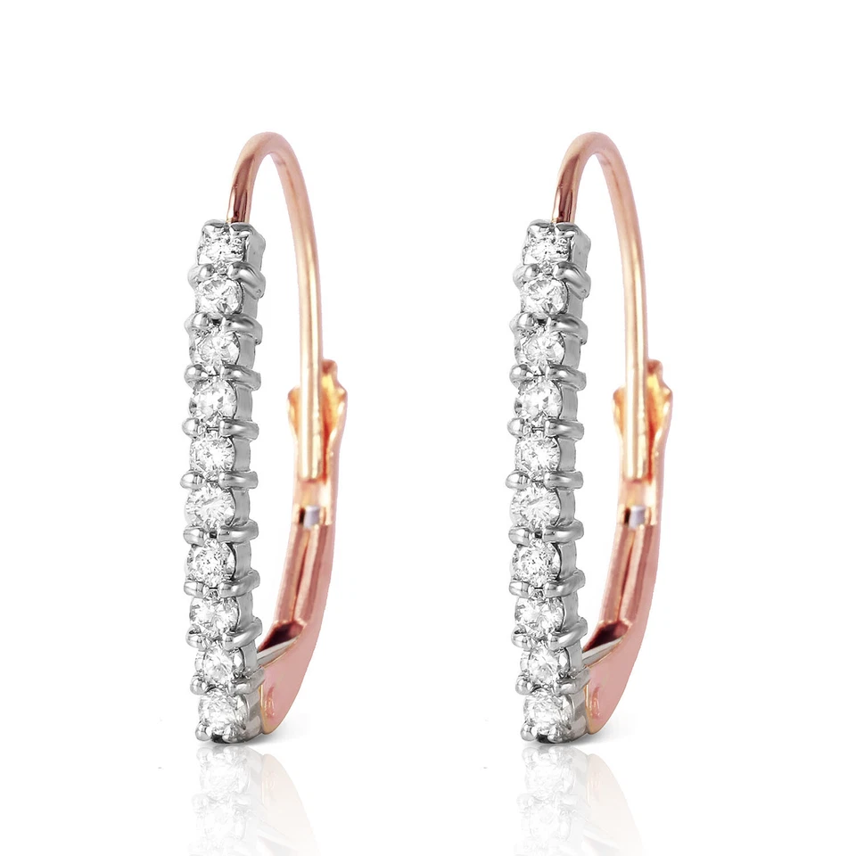 14K. GOLD LEVER BACK EARRINGS WITH NATURAL DIAMONDS - Image 2 of 4