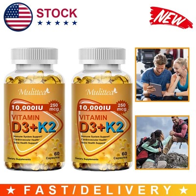 Vitamin K2 (MK7) with D3 10000 IU Supplement, BioPerine Capsules, Immune Health