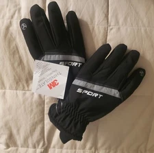 3M Thinsulate Mens Waterproof Black Winter Sport Lined Ski Gloves medium NWT