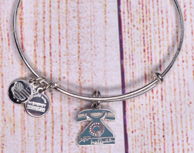 Alex and Ani Retro Telephone Charm Silver Bracelet RARE HTF