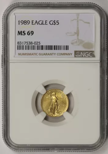 1989 Gold Eagle $5 Tenth-Ounce MS 69 NGC 1/10 oz.