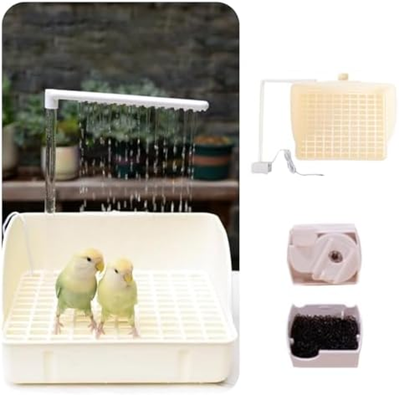 MANON ROSA Bird Shower Set - Deluxe Automatic Recirculating Bird Bath with Dual-