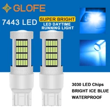GLOFE 7443 7440 W21W LED Brake Reverse DRL Light Bulb 7444 T20 Ice Blue 8000K