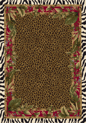 Milliken Red Vibrant Zebra Leopard Tropical Area Rug Floral Jungle Safari Ruby
