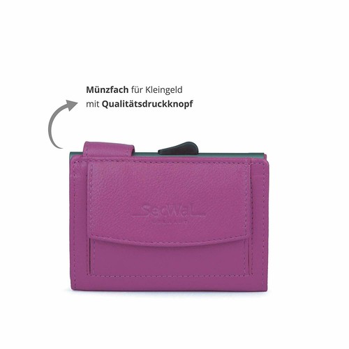 Mini monedero de cuero SecWaL 2 tarjetero RFID con monedero botón a presión - Imagen 71 de 91