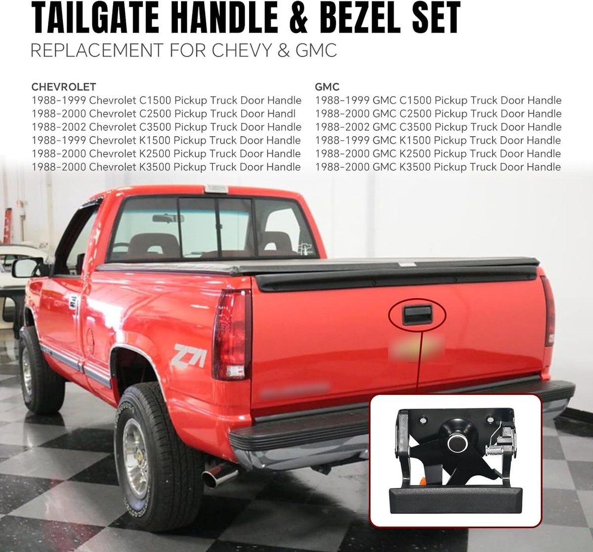 Tailgate Handle & Bezel For Chevy Silverado C/K C1500 C2500 C3500