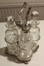 Large  SILVER Plate & GLASS CRUET Set Beresford Plate EPNS K8504