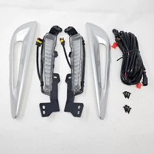 For 2019-2022 Prius LED Fog Light w/ Dual Color DRL Signal Silver Bezel Wires