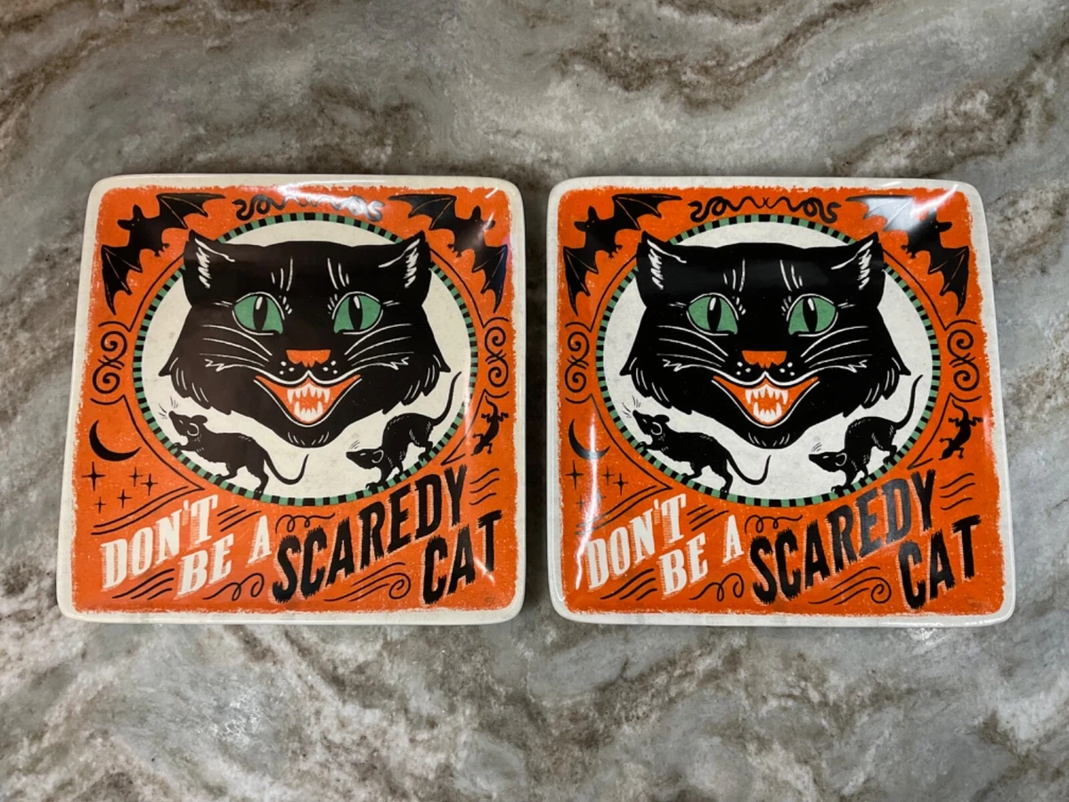 Tabletop Scaredy Cat Dessert Plates Ceramic Halloween Dishes Platter 37230  Cat 