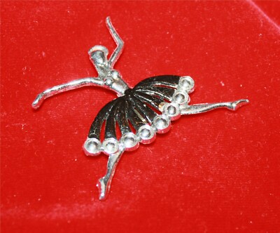 Vintage Ballerina Silver Tone Brooch