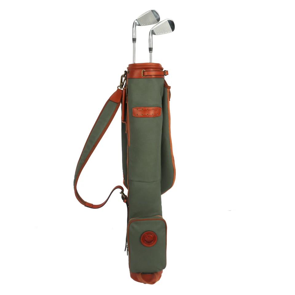 TOURBON Canvas Golf Bag Hold 7-9 Clubs Sunday Portable Carry Train Bag 4 Colors - Image 2 of 4