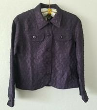 Coldwater Creek Womens Small Textured Quilted Jacket Lightweight Purple Casual