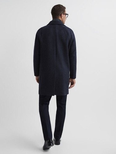BNWT Reiss ‘Cast’ Navy Check Wool Mix Coat Size Small RRP £368 - Picture 4 of 6