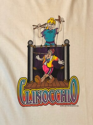 Vintage 1993 Bill Clinton & Hillary Clinton Clinocchio T
