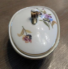 Royal Bavaria KM Germany 27 Lidded Oval Mid Century Gold Rimmed Trinket Dish