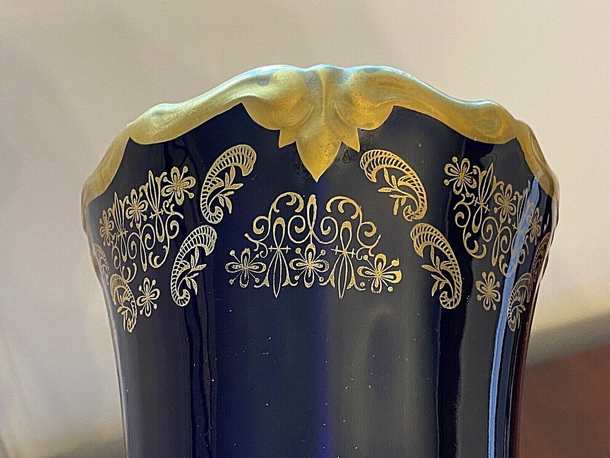 ワイマール　WEIMAR 金彩コバルトブルー フラワー　プレート4枚セット Weimar Porcelain Germany | eBay