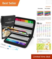 Creative Dual Tip Marker Set: 70 Colors with Coloring Book & Portable Storage