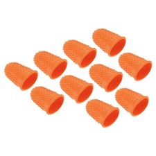 20pc Rubber Finger Tips Thumb Fingertip Protector Thimble Grip Orange Small Size