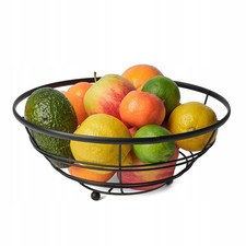 Cesto portafrutta in metallo rotondo 28 cm nero design loft
