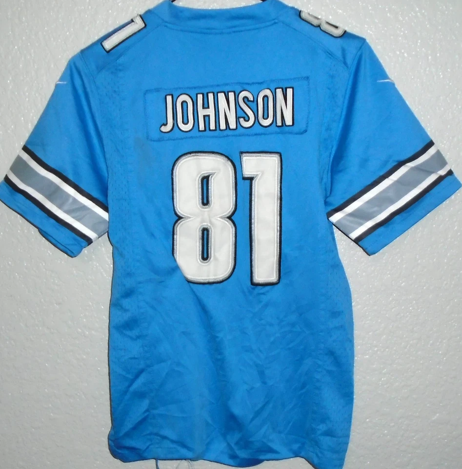 Detroit Lions Calvin Johnson #81 Youth Jersey NFL Nike Blue Size Large STITCHED - Image 2 of 2