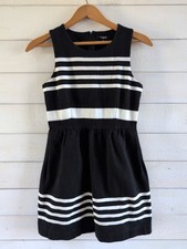 Madewell Dress Womens Sz S Black Ivory Striped Sleeveless A Line Cotton Stretch