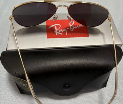 Ray-Ban Aviator Sunglasses Gold Metal Frame Dark Green Glass Lenses 100% UV