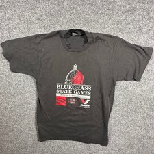 Screen Stars T-Shirt Mens L Black 1992 Bluegrass State Games Vintage USA Made