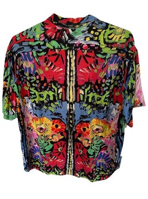 Vintage 80s Jams World Shirt Mens Size XL Floral Rayon Hawaii AOP
