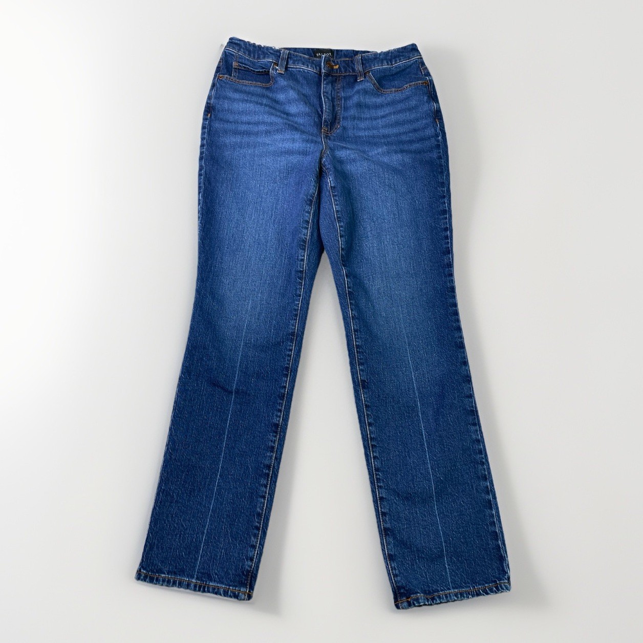 Talbots Straight Leg Jeans Womens 6 Petite Ramona Wash Dark Blue Stretch Denim