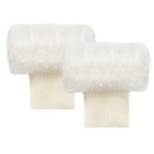 Women Faux Fur Plush Leg Warmers Short Furry Fuzzy Leg Cuffs Women 1 White