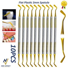 Dental Flat Plastic Composite Filling Instruments Titanium Coated Tips Set of 10