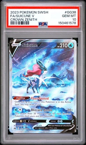 PSA 10 Suicune V GG38/GG70 Sword Shield Crown Zenith Pokemon