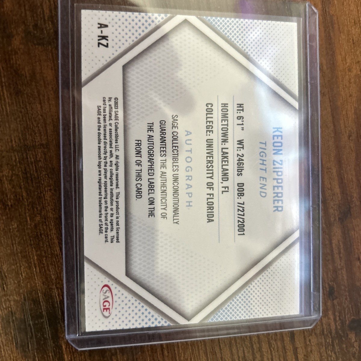 2023 SAGE Low Series - Autographs Keon Zipperer #A-KZ (AU