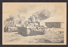 German WWII Original 1940s Postcard Military Soldiers Riding Panzer Tanks Combat — photo 1