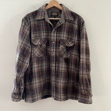 High Sierra Vintage Wool Shirt Plaid Gray Size Medium Utility Work Warm