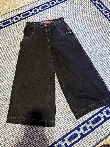 JNCO Boys Black Straight Leg Denim Jeans 32x32 Disney Donald Duck Patch