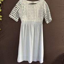 Vintage Teal Lace A-Line Dress 13/14 Regency Tea Party Cottagecore Midi