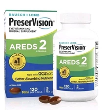 PreserVision Areds 2 Eye Vitamin and Mineral - 120 Softgels Free Shipping !