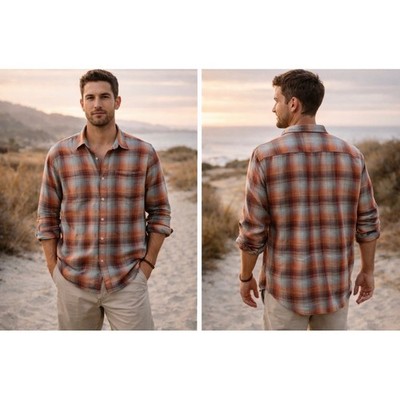 Outerknown Plaid Button Down Shirt Mens Cotton Coastal Surf California casual