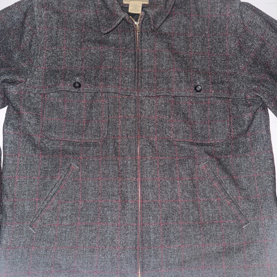 LL BEAN Vintage Wool Coat Malone  Large Woolrich MACKINAW Wind Stopper Shacket - Image 4 of 4